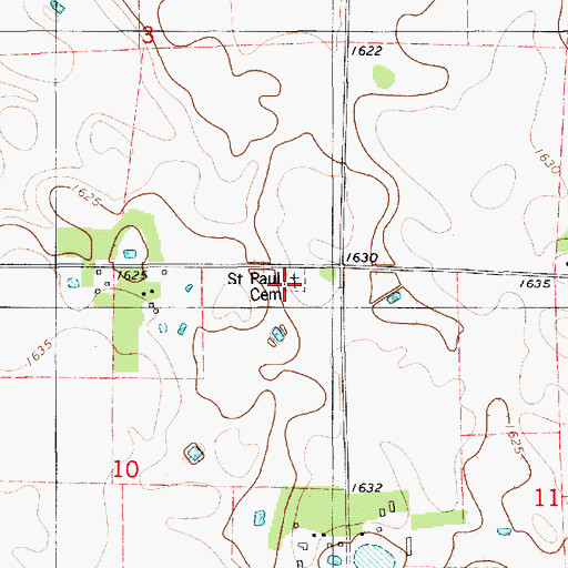 Topographic Map of Saint Paul Cemetery, SD