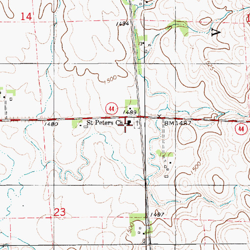 Topographic Map of Saint Peters Church, SD