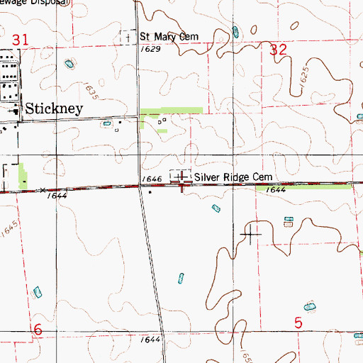 Topographic Map of Silver Ridge Cemetery, SD