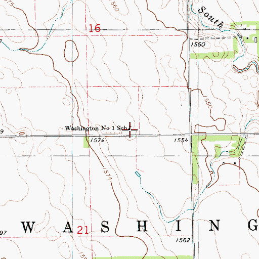 Topographic Map of Washington Number 1 School, SD