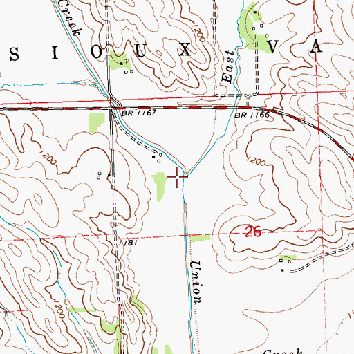 Topographic Map of West Union Creek, SD