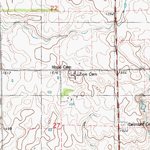 Topographic Map of Zion Lutheran Cemetery, SD