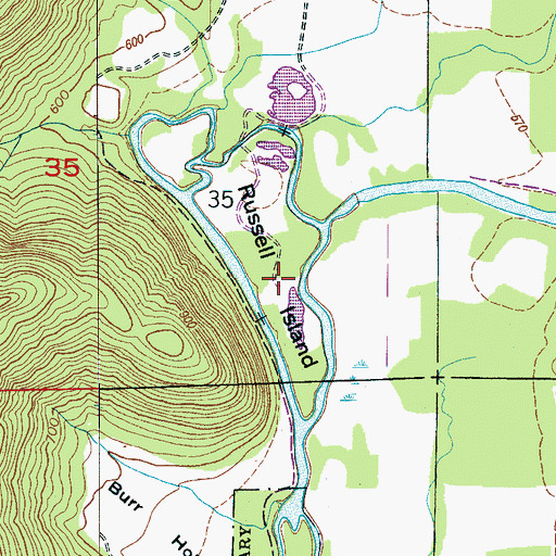 Topographic Map of Russell Island, AL