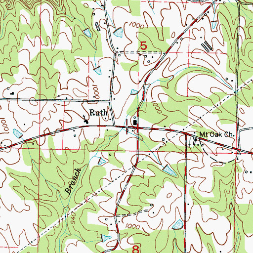Topographic Map of Ruth, AL