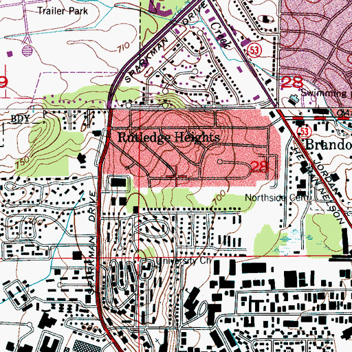 Topographic Map of Rutledge Heights, AL