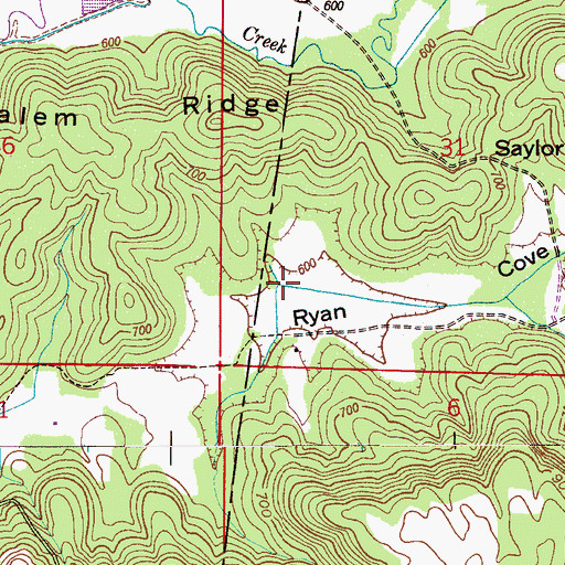 Topographic Map of Ryan Cove, AL