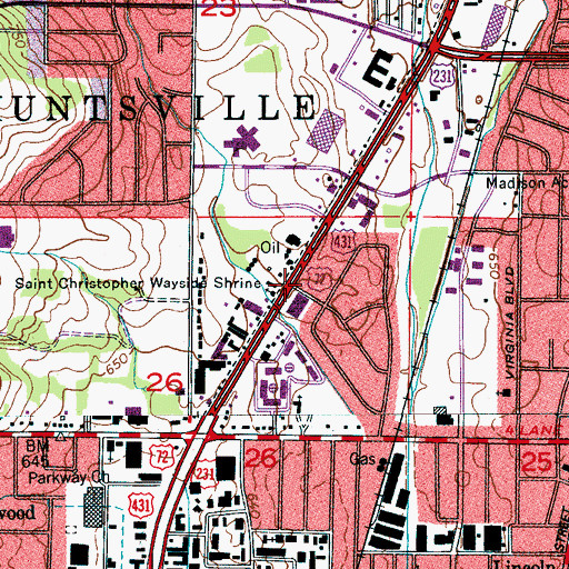 Topographic Map of Saint Christopher Wayside Shrine, AL