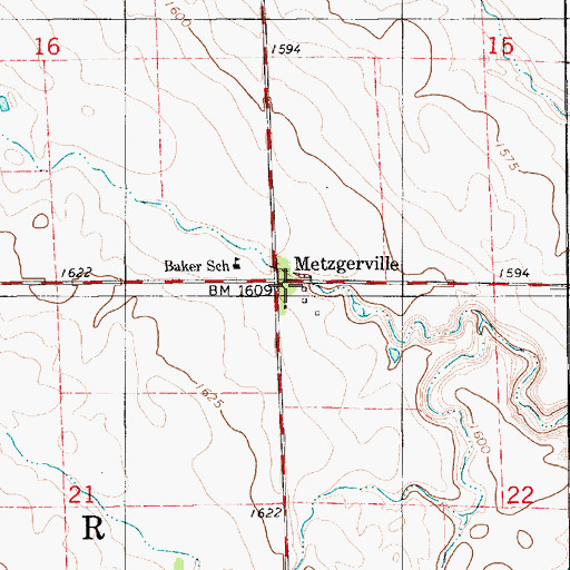 Topographic Map of Metzgerville, SD