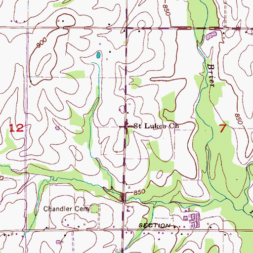 Topographic Map of Saint Lukes Church, AL
