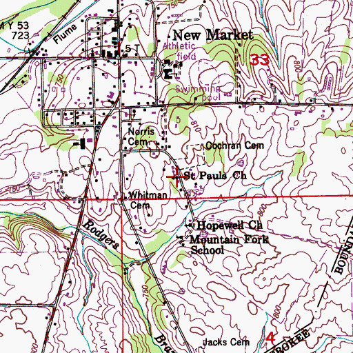 Topographic Map of Saint Pauls Church, AL