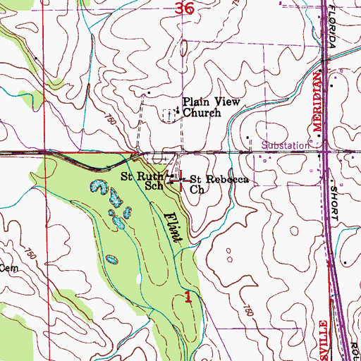 Topographic Map of Saint Rebecca Church, AL