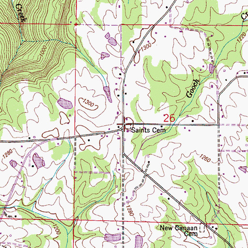 Topographic Map of Saints Cemetery, AL