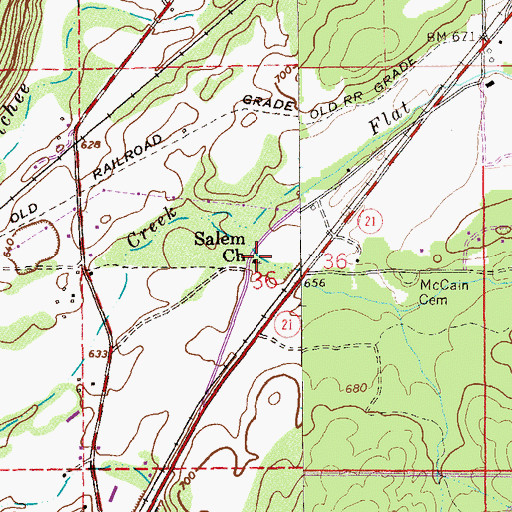 Topographic Map of Salem Church, AL