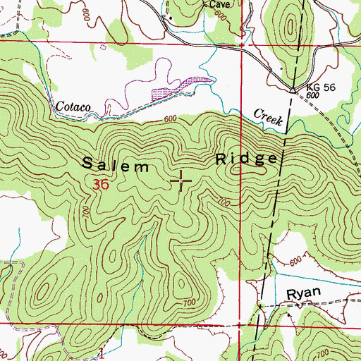 Topographic Map of Salem Ridge, AL
