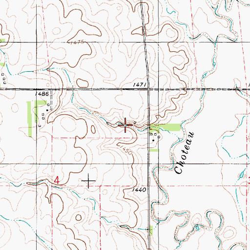 Topographic Map of Huston (historical), SD