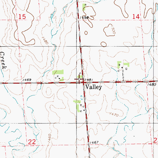 Topographic Map of Valley, SD