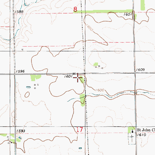 Topographic Map of Saint John Cemetery, SD