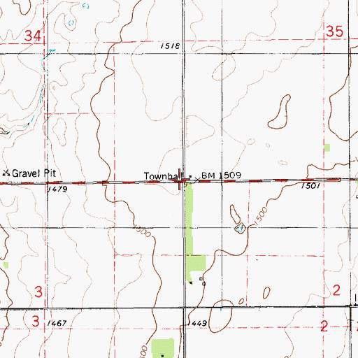 Topographic Map of Howard Township Hall, SD