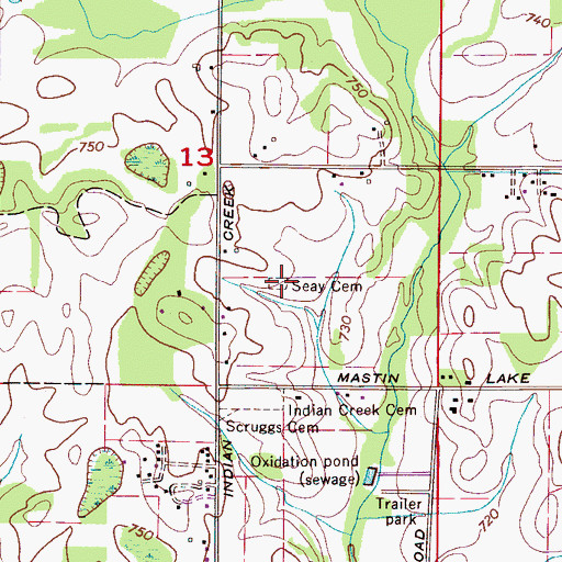 Topographic Map of Seay Cemetery, AL
