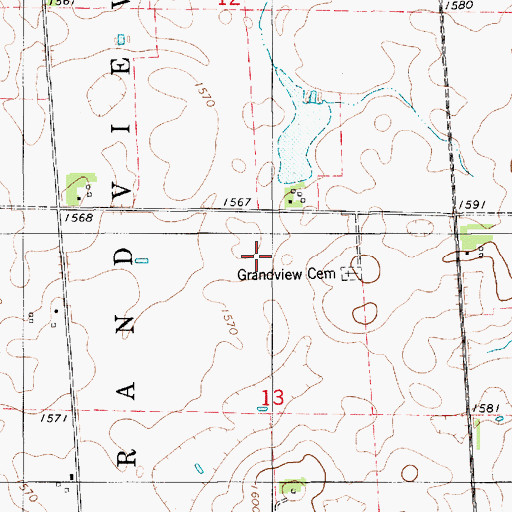 Topographic Map of Grandview (historical), SD