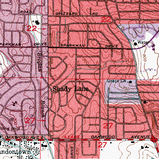 Topographic Map of Shady Lane, AL