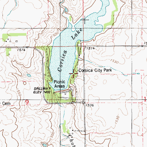 Topographic Map of Corsica City Park, SD