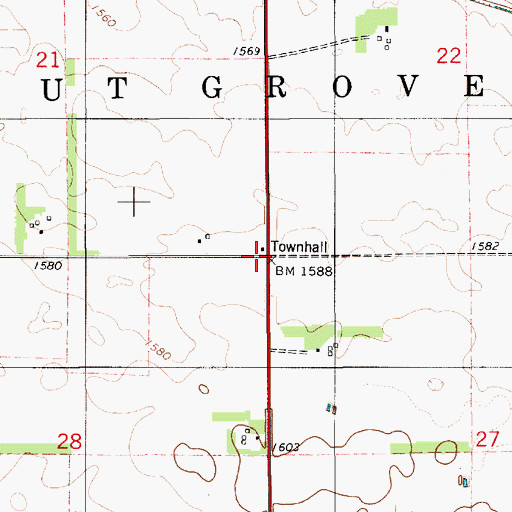 Topographic Map of Walnut Grove Townhall, SD