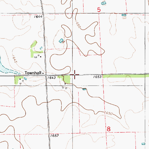 Topographic Map of Dudley Townhall, SD