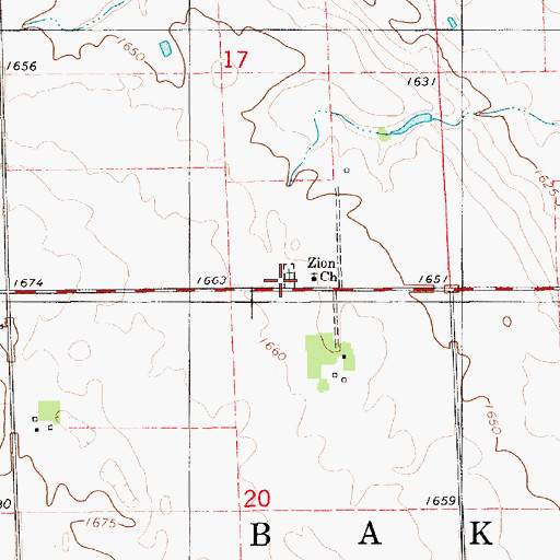Topographic Map of Zion Church, SD