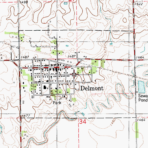 Topographic Map of City of Delmont, SD