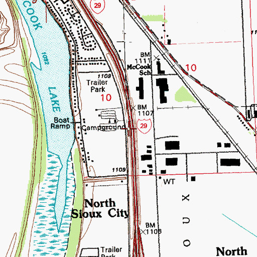 Topographic Map of City of North Sioux City, SD