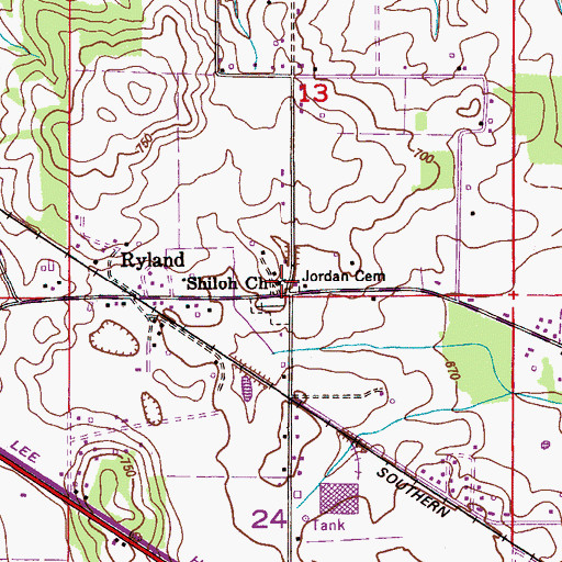 Topographic Map of Shiloh Church, AL