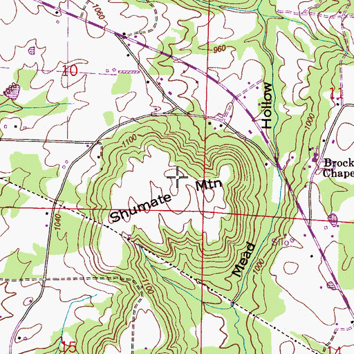 Topographic Map of Shumate Mountain, AL