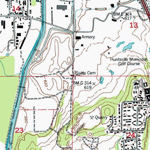 Topographic Map of Sivley Cemetery, AL