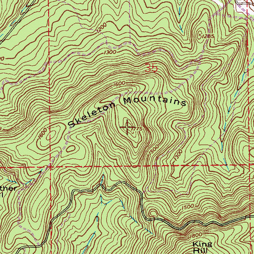 Topographic Map of Skeleton Mountains, AL