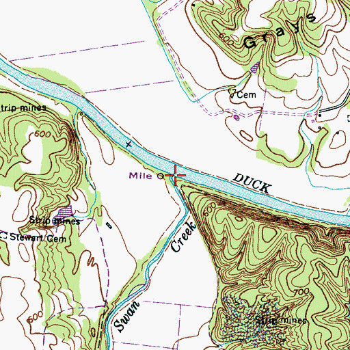 Topographic Map of Big Swan Creek, TN