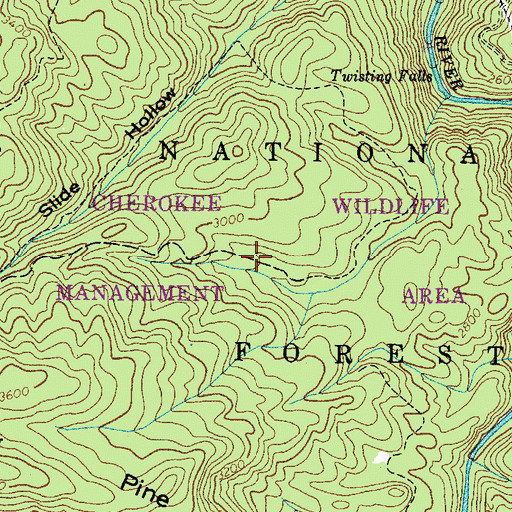Topographic Map of Cherokee Wildlife Management Area, TN