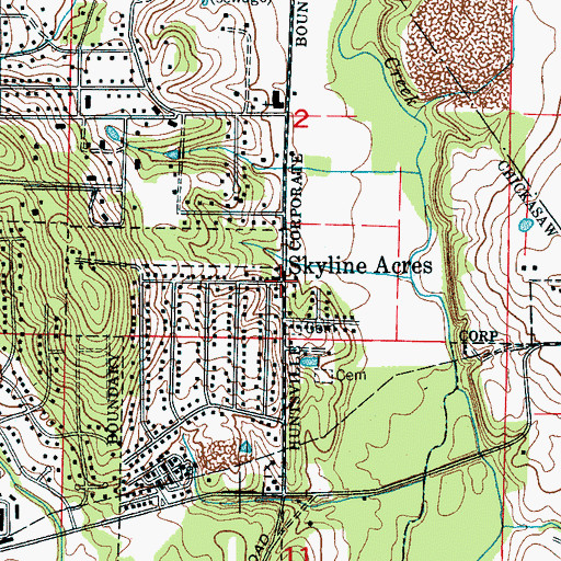 Topographic Map of Skyline Acres, AL
