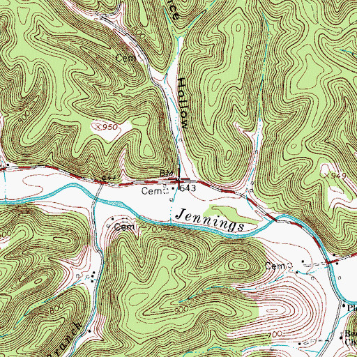 Topographic Map of Hance Hollow, TN
