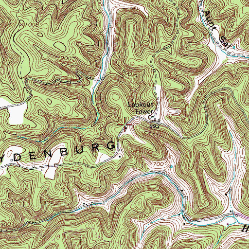 Topographic Map of Haydenburg Ridge, TN