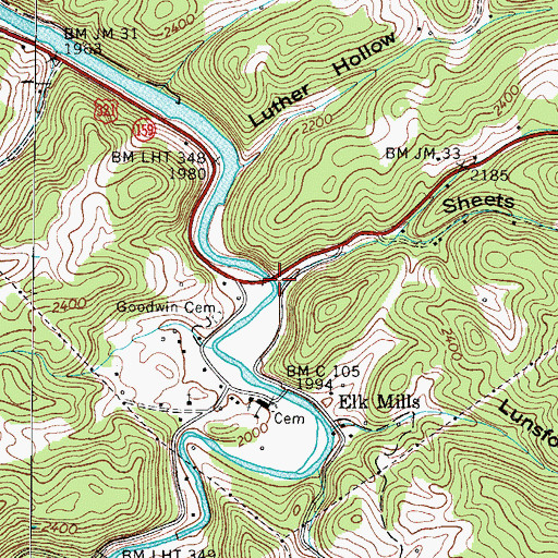 Topographic Map of Sheets Hollow, TN