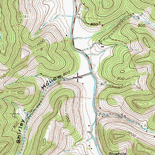 Topographic Map of Shirley Hollow, TN