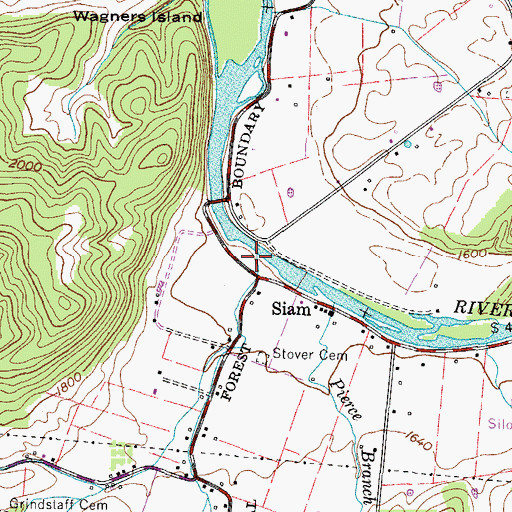 Topographic Map of Siam Valley, TN