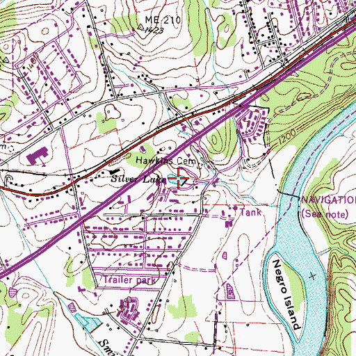 Topographic Map of Silver Lake, TN