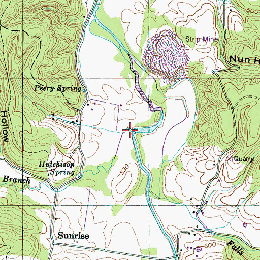 Topographic Map of Simmons Branch, TN