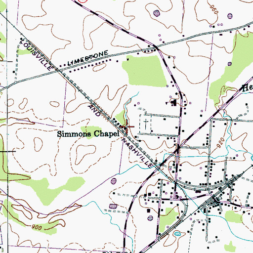 Topographic Map of Simmons Chapel, TN