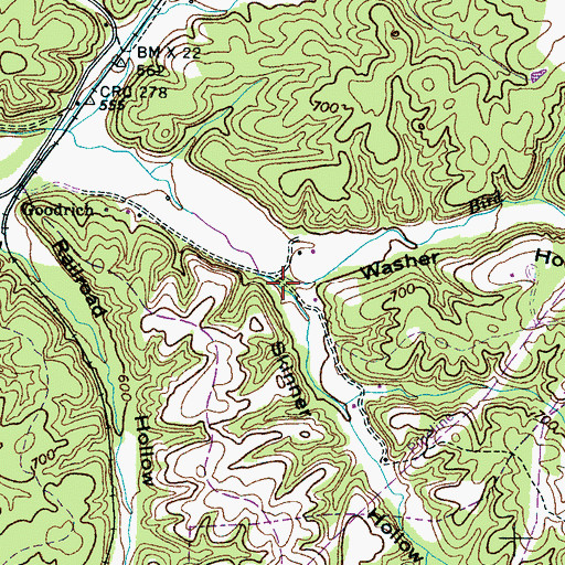 Topographic Map of Skinner Hollow, TN