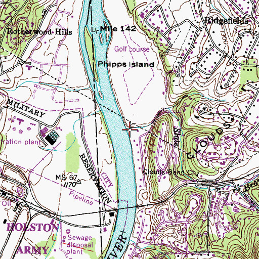Topographic Map of Slate Branch, TN