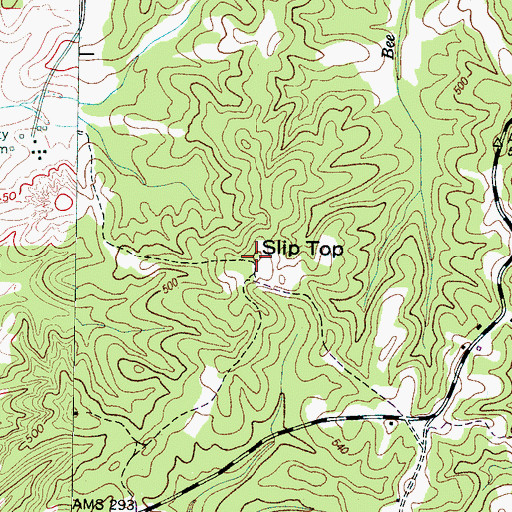 Topographic Map of Slip Top, TN