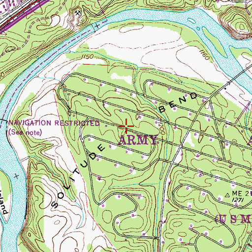Topographic Map of Solitude Bend, TN